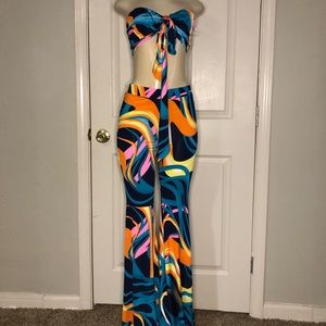 Crop top bell bottom set